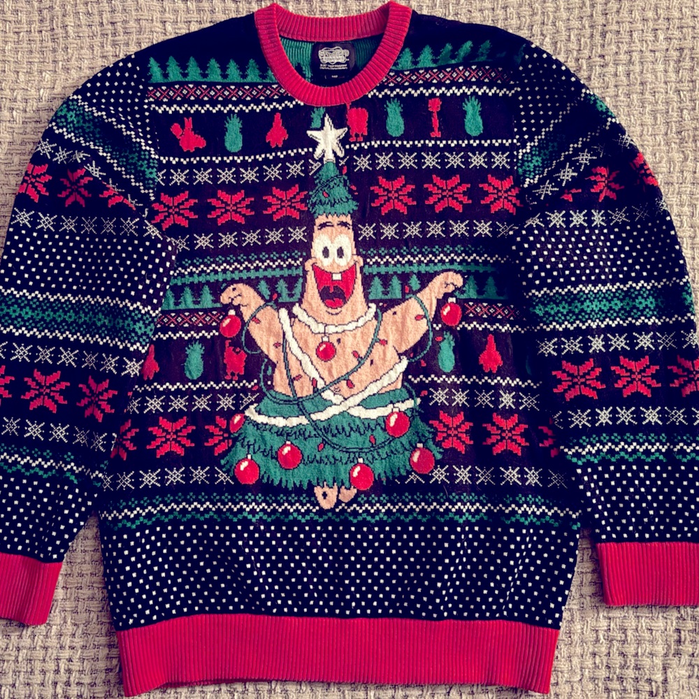 Sponge Bob Square Pants Ugly Christmas Sweater - Patrick Star -Kids XL